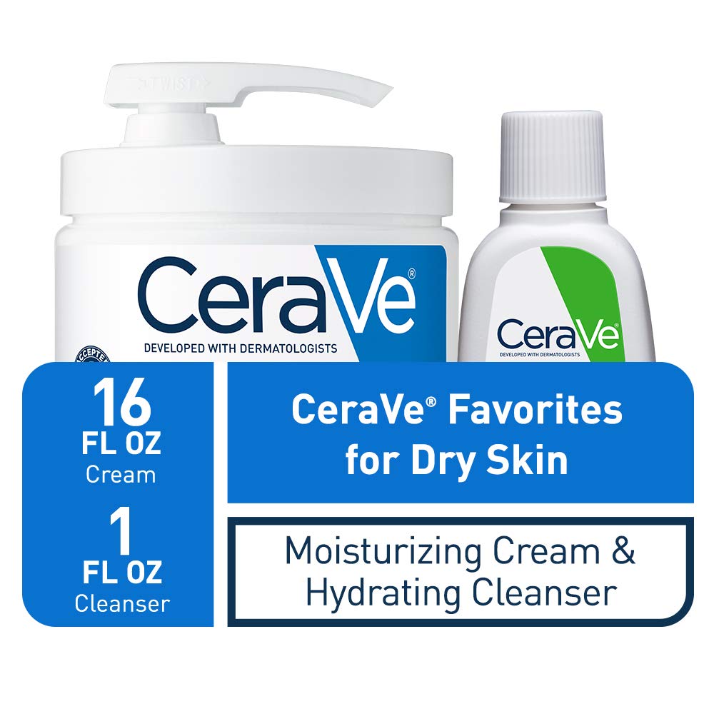 CeraVe Hydrating Skin Care Set, 8oz Moisturizing Cream & 8oz Hydrating Facial Cleanser, Ceramides + Hyaluronic Acid Moisturizer and Face Wash, Accepted by National Eczema Association