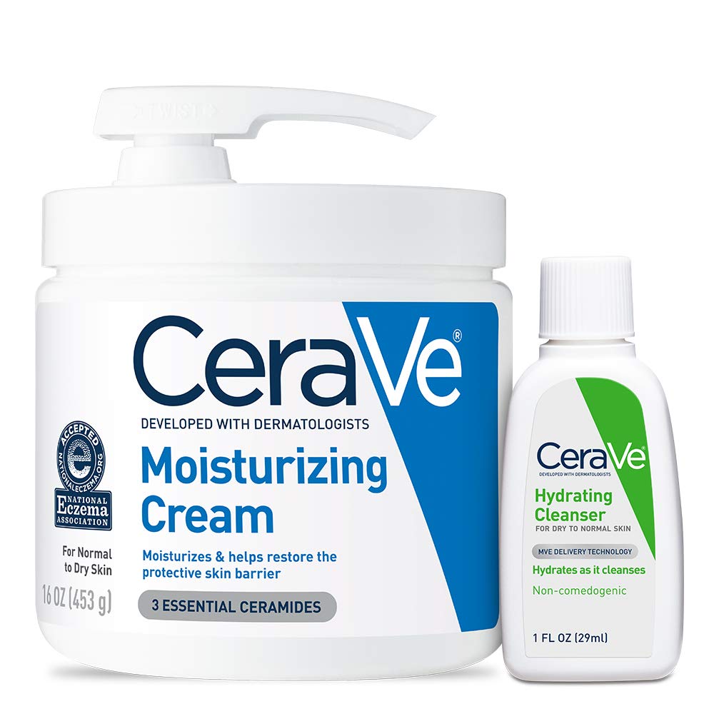 CeraVe Hydrating Skin Care Set, 8oz Moisturizing Cream & 8oz Hydrating Facial Cleanser, Ceramides + Hyaluronic Acid Moisturizer and Face Wash, Accepted by National Eczema Association