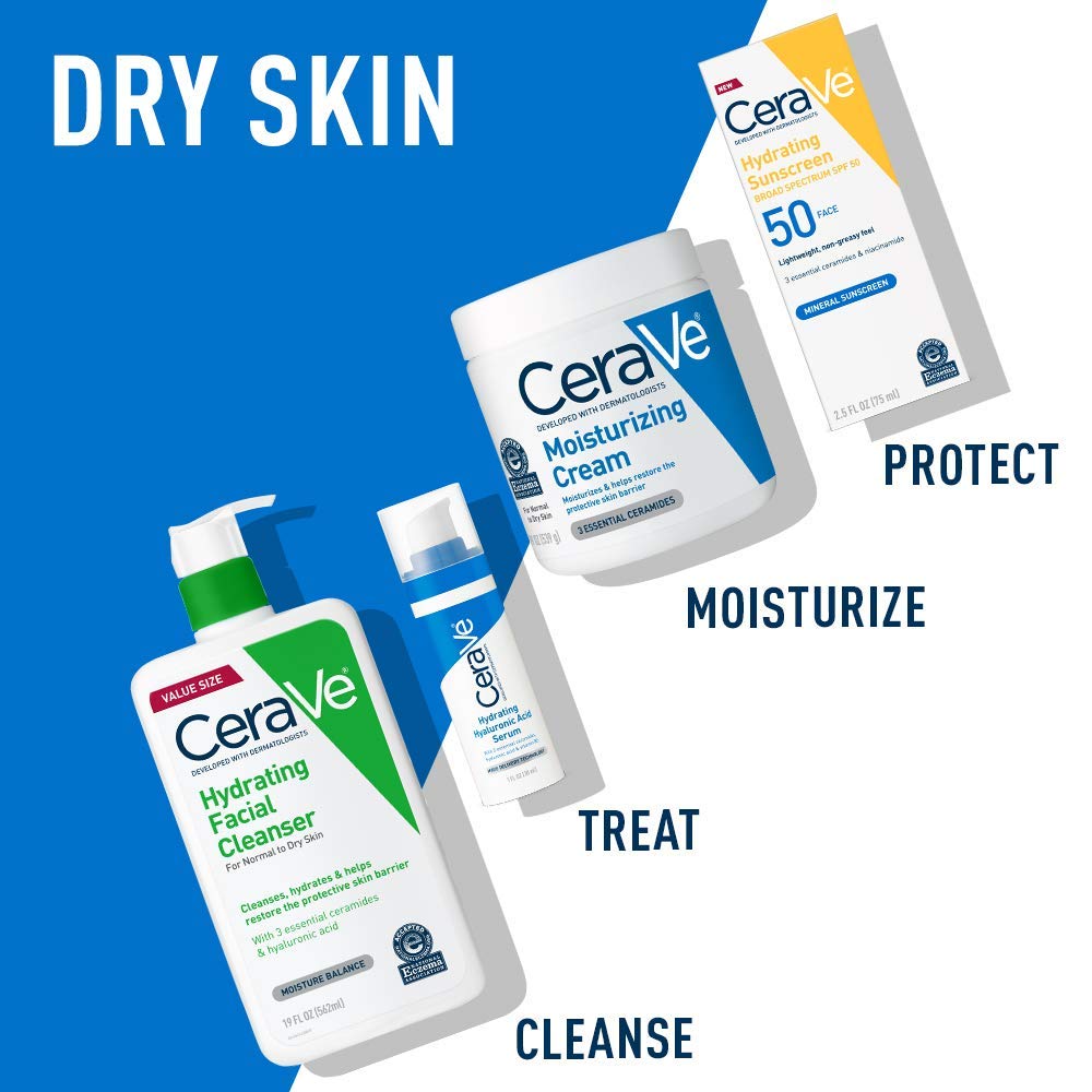 CeraVe Hydrating Skin Care Set, 8oz Moisturizing Cream & 8oz Hydrating Facial Cleanser, Ceramides + Hyaluronic Acid Moisturizer and Face Wash, Accepted by National Eczema Association