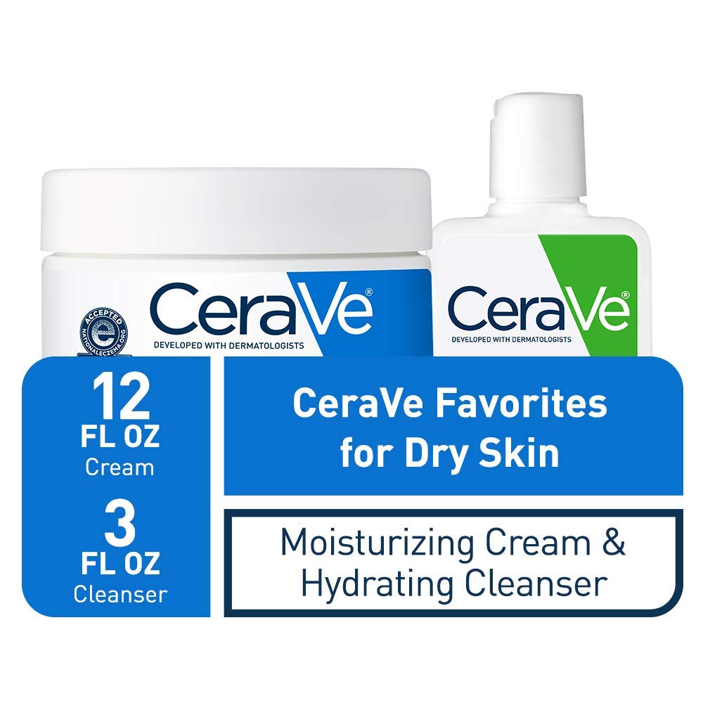 CeraVe Hydrating Skin Care Set, 8oz Moisturizing Cream & 8oz Hydrating Facial Cleanser, Ceramides + Hyaluronic Acid Moisturizer and Face Wash, Accepted by National Eczema Association