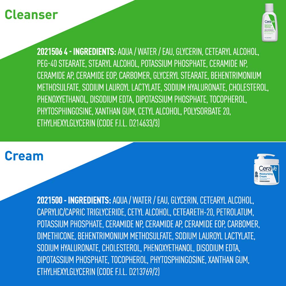 CeraVe Hydrating Skin Care Set, 8oz Moisturizing Cream & 8oz Hydrating Facial Cleanser, Ceramides + Hyaluronic Acid Moisturizer and Face Wash, Accepted by National Eczema Association