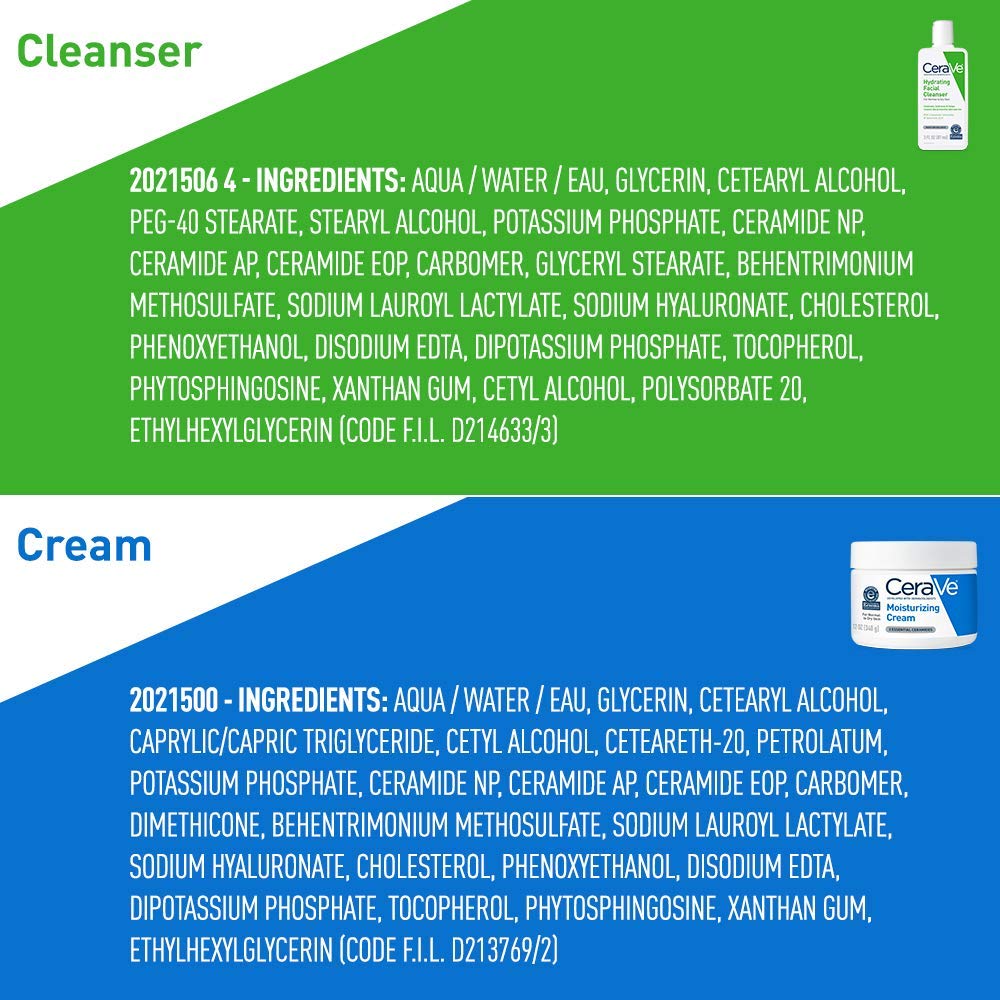 CeraVe Hydrating Skin Care Set, 8oz Moisturizing Cream & 8oz Hydrating Facial Cleanser, Ceramides + Hyaluronic Acid Moisturizer and Face Wash, Accepted by National Eczema Association
